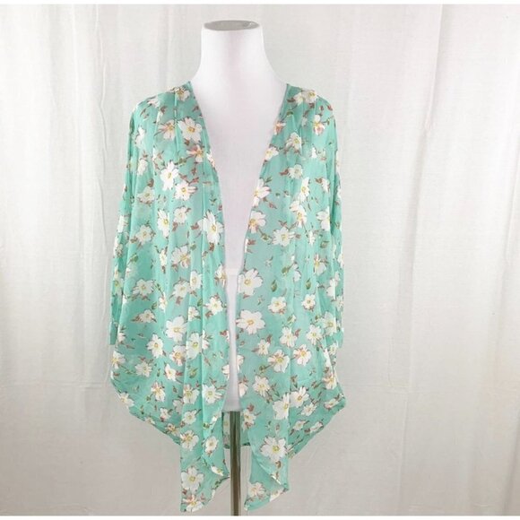 NWT Olrain Mint Floral Oversize Kimono Coverup - Picture 1 of 9